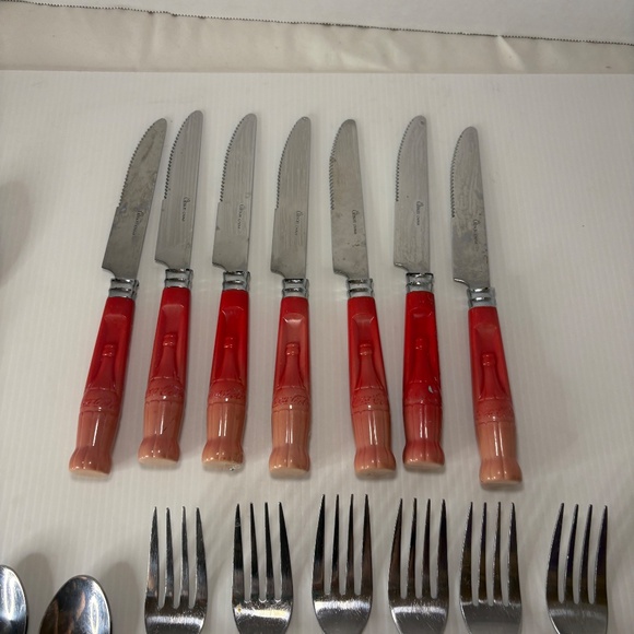 Coca Cola Silverware Flatware Vintage 25 Piece Red Coke Bottle Handle Gibson - Picture 4 of 13